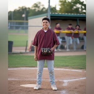 Baseball windbreaker jacket media Burgundy and gray